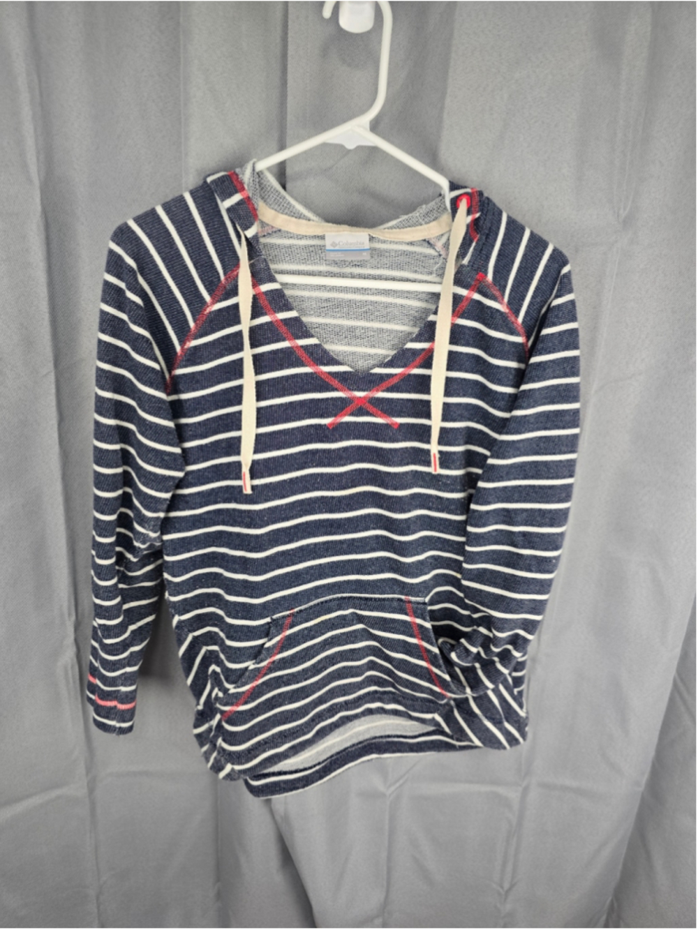 Women's Columbia Striped Hoodie Sweatshirt Blue White Size M